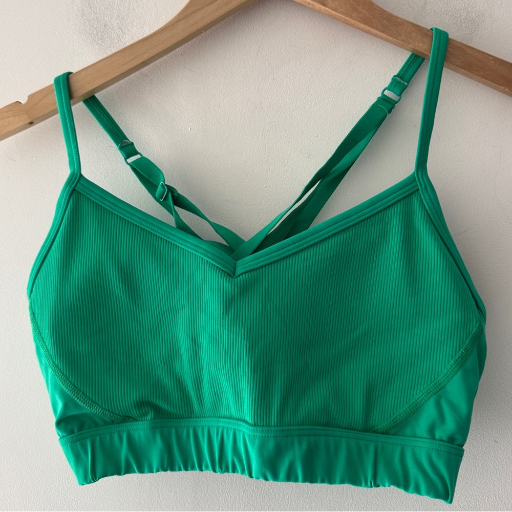 Aerie Offline Green Goals Rib‎ Strappy Back Sports Bra